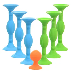 Blue Green 6Pcs Kids Party Games Adult Office Board Games Sucker Toy Silicone Flights Soft Tip Suction Cup Dart Set
