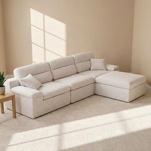 Canapé modulaire en chenille en forme de L surdimensionné avec mémoire de forme, inclinable vers la gauche, compressé sans armature, effet nuage - Product Image 1