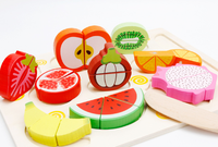 Bestverkochte houten magnetische snijspeelgoed voor kinderen, fruit- en groentekitchen speelgoed cadeauset