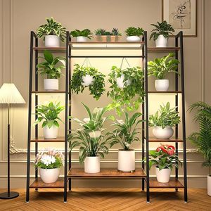 Soporte para plantas de 6 niveles para interiores con luces de cultivo, soporte grande para plantas, expositor de plantas para esquina - Product Image 1