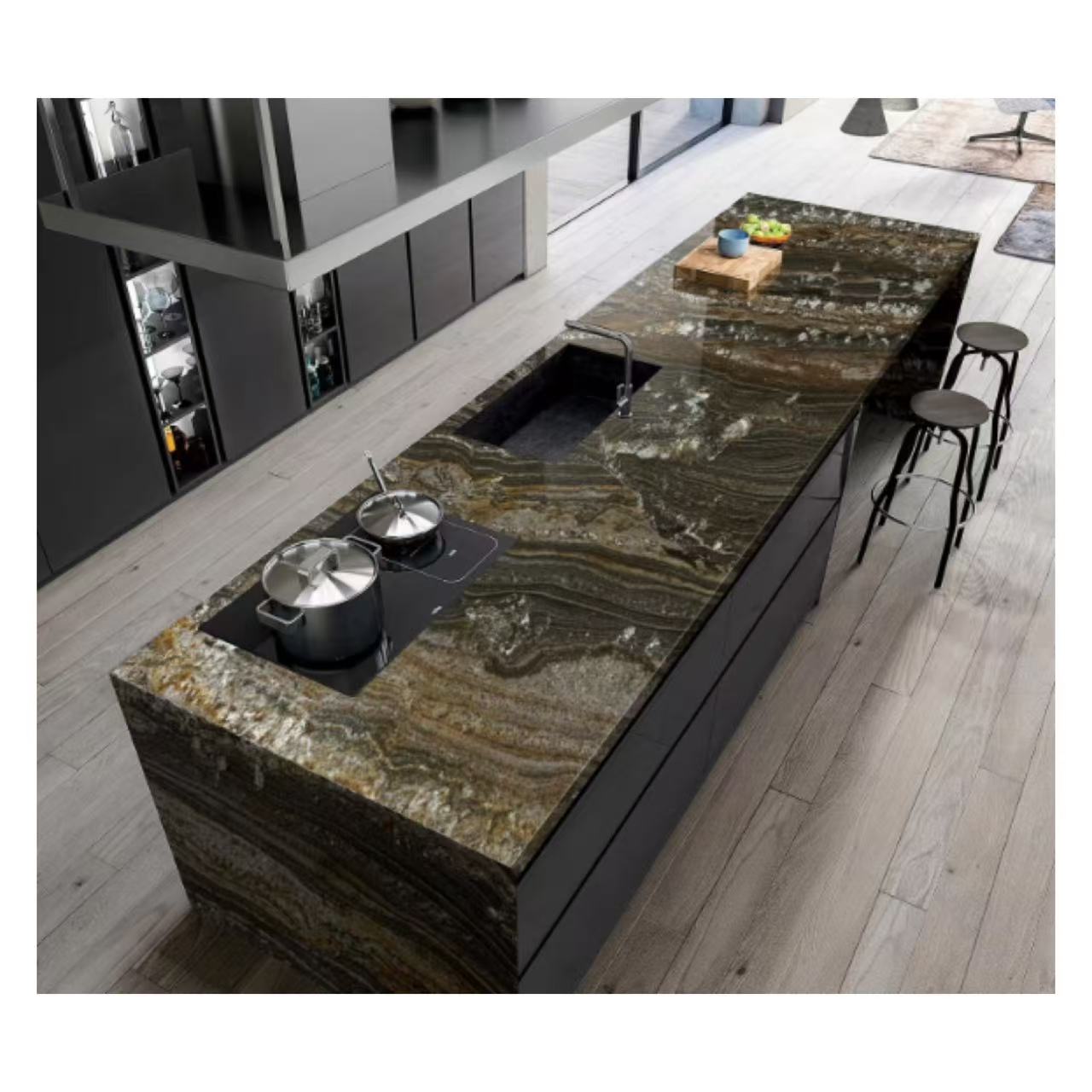 Brazil Natural Stone Blue Starry Sky Polished Granite Big Slab for Kitchen Sink Bathroom Vanity Stairs Interior Design