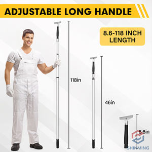Outils à main Shinming, grattoir à peinture à long manche, <span class=keywords><strong>lame</strong></span> en acier au carbone, décolle-colle pour papier peint avec perche d'extension - Product Image 4