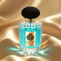 Flacon en verre vide personnalisé de haute qualité 30ml 50ml 100ml, design créatif à rayures, couvercle blanc ou noir, flacon de parfum en verre, boîte cadeau