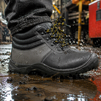 Chaussures de sécurité polyvalentes CE S3, tige en cuir, embout en acier, anti-écrasement, anti-perforation, bottes de travail, logo personnalisable