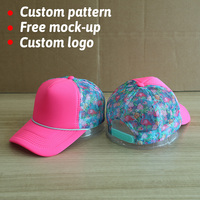 Gorra de béisbol de malla de 5 paneles Hot Pink Flamingo, ajustable con cierre a presión, transpirable, con visera curva, estilo camionero, ideal para verano, del fabricante.
