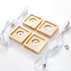 Led Nachtverlichting 3d Tafel Led Lamp Basis Touch Vierkante Houten Basis En Verlichting Beugel Kabel Schakelaar Kleurverandering Voor - Product Image 6