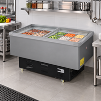 Congélateur îlot pour aliments surgelés avec porte vitrée, refroidissement direct, température unique, pour supermarché, vitrine de présentation d'aliments surgelés