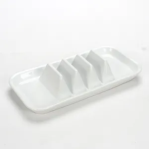 Custom Funny Kitchen Gadgets Ceramic Hot Dog And Taco Holder Stand Plate Dinnerware Wholesale