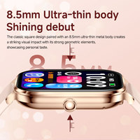 Montre connectée pour femmes AK108, écran 1,82 pouces, appels Bluetooth, étanche IP68, surveillance de la santé multiple, montre connectée sport pour femmes, or