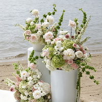 Roze en groene bloemenarrangement loper rechthoekige tafeldecoratie voor bruiloft, verloving, banket, feestdecoratie