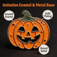 Calabaza Sonriente de Halloween con Esmalte Galvanizado para Imitación Antigua, Tallo Rizado Verde, Detalles de Estrella, Metal Otoñal