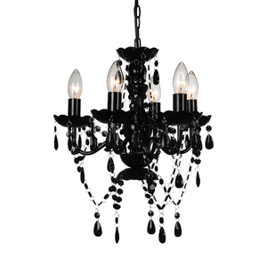 Traditional Crystal Black Pendant Ceiling Lighting With 5 <b>Lights</b> Fixture Modern Crystal Chandelier for <b>Dining</b> Room,Bedroom - Product Image 1