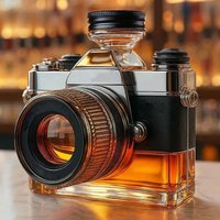 Botella de Vidrio Tipo Cámara para Vino y Whisky, Botella de Licor Creativa y Única para Regalo y Decoración