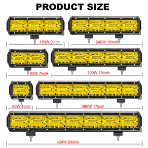 4-20 英寸黄色 LED 灯条 LED 聚光灯 LED 工作灯组合光束汽车头灯适用于汽车、拖拉机、越野车、四轮驱动卡车、SUV、ATV - Product Image 2