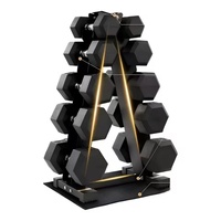 Ensemble d'haltères hexagonales en caoutchouc avec poignée antidérapante durable pour les bras et le corps, 5-50 LBS, prix de gros direct usine