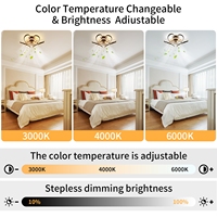 Kit d'éclairage LED moderne noir en forme de fleur avec moteur réversible silencieux pour chambre à coucher salle à manger