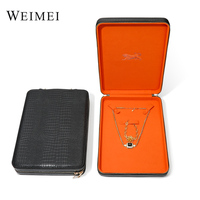 Grande boîte à bijoux en peau de crocodile en cuir véritable Hotsale Emballage de bijoux de pointe Boîte d'emballage de grand collier personnalisée Wi