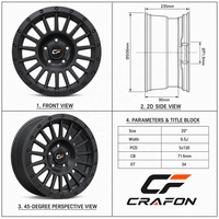 Jantes forgées CF 6061-T6 20 22 24 pouces 5x127 PCD 71.5  Adaptées pour Jeep Grand Cherokee WK2 WL Trackhawk ODM