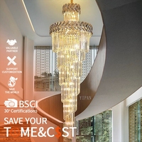 Lampu gantung tangga Modern Led, lampu gantung kristal Spiral panjang besar untuk rumah
