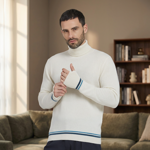 Suéter de Cachemira Ecológico Tejido a Mano PAOLO NERO Blanco, Hecho en Italia, Calibre 12GG, ODM, Anti-Pilling, para Hombre, Invierno - Product Image 2