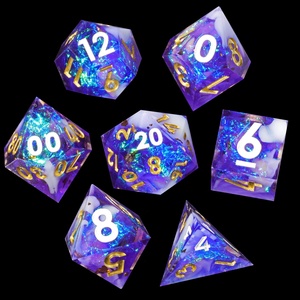Mini Planet Custom D20 D6 Juego de dados de resina poliédrica 7 piezas Bordes afilados de colores hechos a mano para juegos de mesa DND RPG D & D Dados de resina - Product Image 5