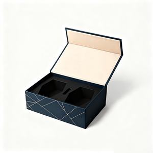 לוגו מותאם אישית גלי שחור הבלטה הסגר קשיחה מגנטי מתנה תכשיטי אריזות נייר - Product Image 1