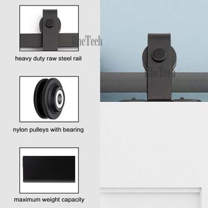 WEKIS Kit de Herrajes para Puerta Corredera de Granero de Acero al Carbono Rústico de Alta Calidad, 120 kg/250 lb, Estilo Industrial - Product Image 5
