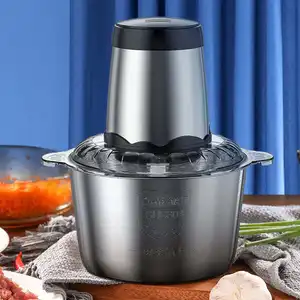 Picadora de cocina para el hogar, picadora de alimentos, picadora de carne pequeña de acero inoxidable, picadora de carne eléctrica automática de 2L y 3L a la venta