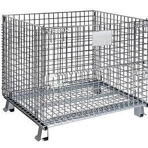 Tùy chỉnh Heavy-duty có thể gập lại kim loại lưu trữ lồng màu kích thước tùy chọn có sẵn Stackable Nhựa dây lưới <span class=keywords><strong>container</strong></span> OEM - Product Image 5