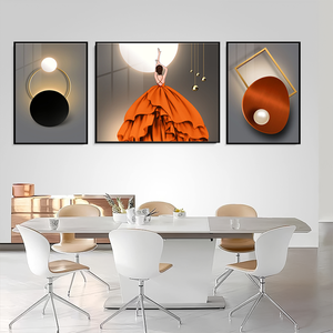 Lujo moderno hogar Decoración abstracto retrato femenino tríptico 3D cristal porcelana pintura para dormitorio Mural cristal pintura - Product Image 3