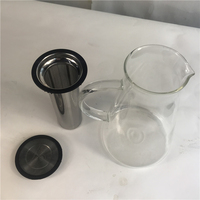 Service à thé moderne de luxe 1800 ml en verre borosilicate transparent fait main avec infuseur en acier inoxydable pour infusion à froid – En stock