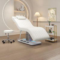 Lit de Luxe Incurvé pour Extensions de Cils, Lit de Beauté Électrique Lacté, Lit Facial, Lits de Massage à 3 Moteurs pour Salon de Beauté, Mobilier de Salon