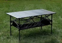 Table de camping Offre Spéciale avec panier de rangement, table de pique-nique pliable en acier au carbone à hauteur réglable et légère