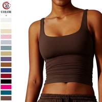Camisetas sin mangas de punto con cuello cuadrado para mujer, sujetador deportivo de alto impacto, ropa interior, tops de yoga estéticos para mujer