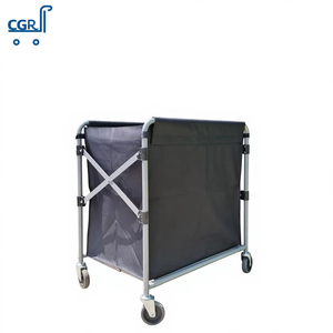 Chariot à linge pliable en X avec sac en toile et roues pivotantes pour l'hôtellerie, le ménage et l'entrepôt - Product Image 6