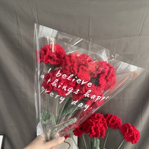 Cadeau pour la fête des mères, bouquet de fleurs tricotées, œillets colorés personnalisés, fleurs en crochet faites à la main - Product Image 3