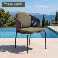 Fauteuil d'extérieur tressé sur mesure avec cadre en aluminium et coussins pour terrasse, chaise de salle à manger, personnalisation de projets en gros