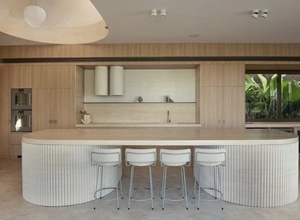 Isla de Cocina Moderna de Mármol Súper Blanco con Diseño Acanalado, Encimera de Piedra Natural para Decoración de Vestíbulos de Hoteles y Villas - Product Image 5