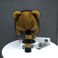 Bonnet en fausse fourrure moelleuse personnalisé avec logo, oreilles et queue d'ours, accessoire d'hiver chaud pour l'extérieur