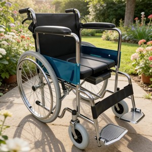 Fauteuil roulant manuel avec siège toilette pliable, léger, en acier haute teneur en carbone, pour personnes âgées et handicapées - Product Image 3