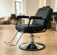 Fauteuil de Barbier Ergonomique Populaire avec Base Hydraulique Robuste Noir – Mobilier de Salon pour Hommes et Salons de Coiffure