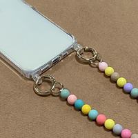 Coques de téléphone personnalisées de luxe en PC et TPU, design sportif, pour iPhone 14, 16, 17 Pro, avec cordon de cou féminin et chaîne de perles transparentes, commande en gros