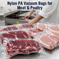 Sac sous vide multicouche en nylon de qualité alimentaire, pochette transparente brillante pour la ligne d'emballage et le portionnement en usine alimentaire