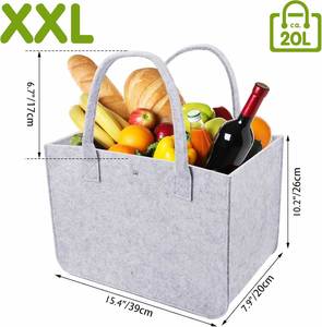 Bolsa de Compras Plegable de Fieltro, Grande, Negra y Gris Claro, para Almacenamiento y Compras - Product Image 2