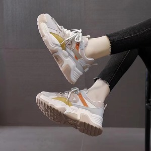 Chaussures de sport pour femmes à semelle épaisse, antidérapantes, à lacets, en mesh, avec semelle en caoutchouc, pour la gym, le jogging et la marche - Product Image 1