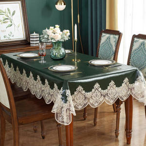 Nappe en cuir Pvc résistant à l'huile nappe de décoration anti-taches nappe en <span class=keywords><strong>toile</strong></span> <span class=keywords><strong>cirée</strong></span> ronde facile d'entretien imperméable tissé imprimé - Product Image 5