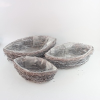Pot Bunga Ramah Lingkungan Motif Rotan Elips Gaya Rustic, Pot Tanaman Lumut Salim untuk Dekorasi Pemakaman, Taman Rumah, dan Pajangan Belanja