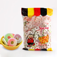 Op maat gemaakte gummy snoepjes, fruit smaak, zoete zachte snoepjes ringen, zachte gummy snoepjes voor groothandel en detailhandel