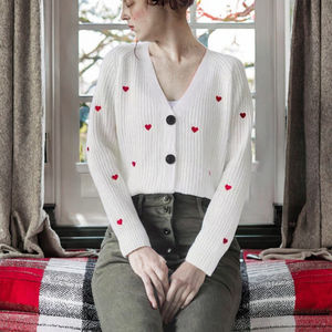 Nuevo Suéter de Lana/Viscosa con Bordado Floral Bohemio, Antiarrugas, Transpirable, de Primavera, con Cierre de Botón - Product Image 3