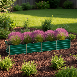 Bac à légumes surélevé en acier galvanisé 126x31.5x17.7 cm, couleur verte, design moderne pour la culture des légumes - Product Image 2